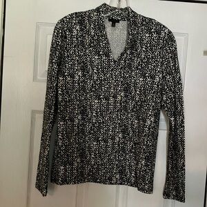 Talbots Black and White Patterned Women's Top